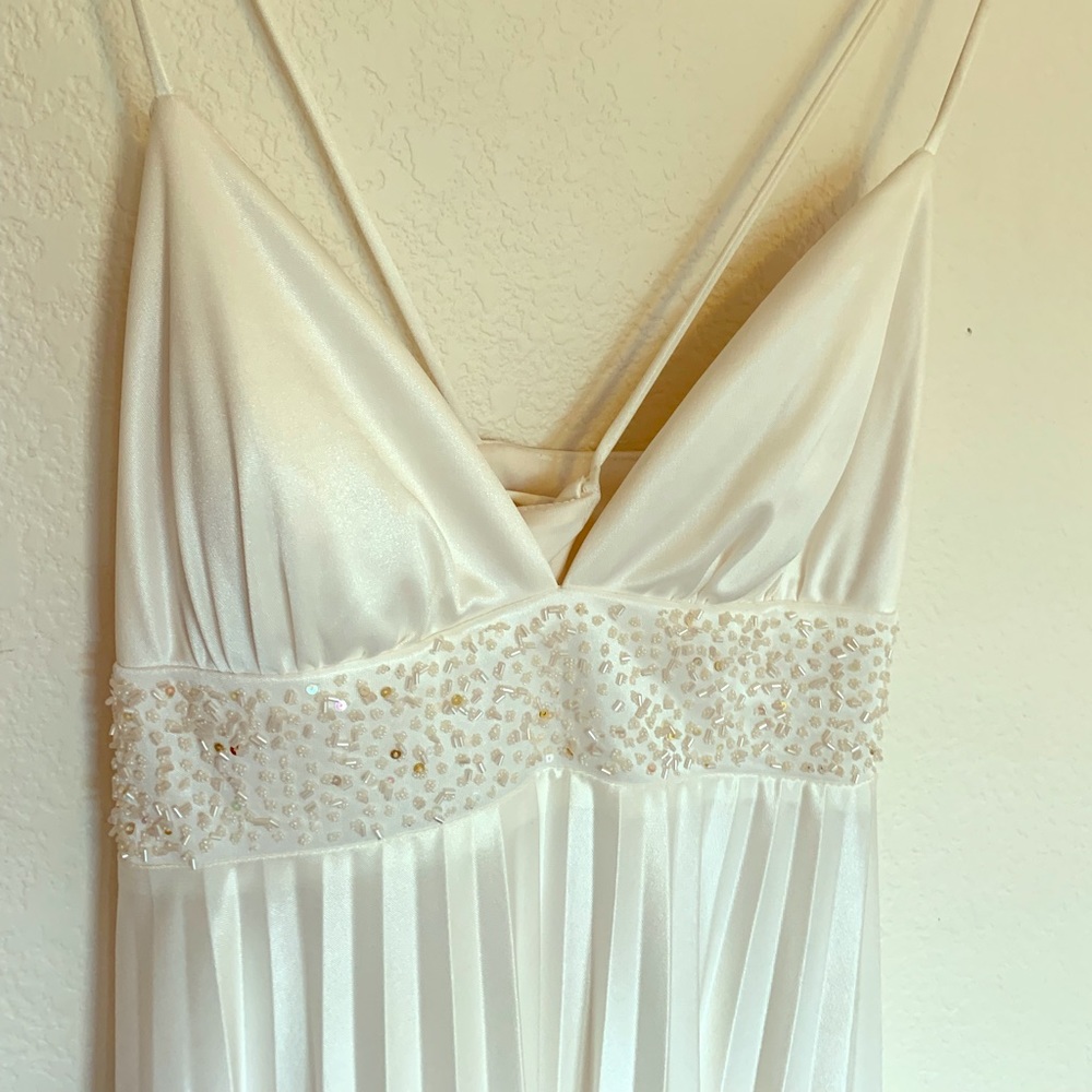 Off white pleated prom dress